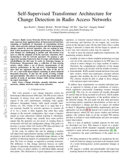 Self-Supervised Transformer Architecture for Change Detection in Radio
  Access Networks