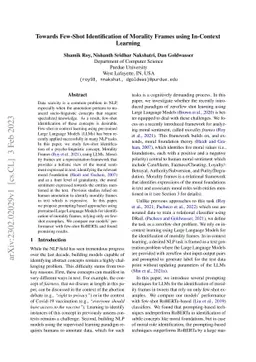 Towards Few-Shot Identification of Morality Frames using In-Context
  Learning
