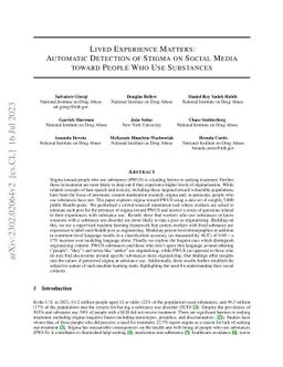 Lived Experience Matters: Automatic Detection of Stigma on Social Media
  Toward People Who Use Substances