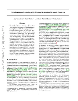 Reinforcement Learning with History-Dependent Dynamic Contexts