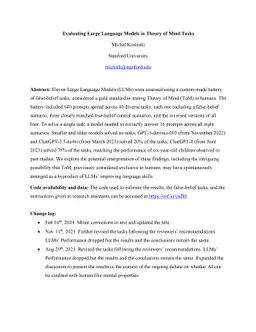 Evaluating Large Language Models in Theory of Mind Tasks