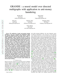 GRANDE: a neural model over directed multigraphs with application to
  anti-money laundering