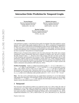 Interaction Order Prediction for Temporal Graphs