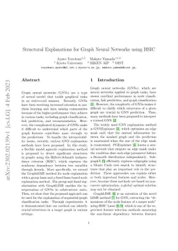Structural Explanations for Graph Neural Networks using HSIC