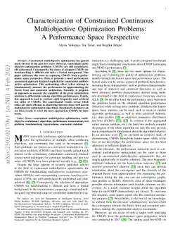 Characterization of Constrained Continuous Multiobjective Optimization
  Problems: A Performance Space Perspective