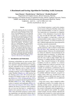 A Benchmark and Scoring Algorithm for Enriching Arabic Synonyms