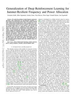 Generalization of Deep Reinforcement Learning for Jammer-Resilient
  Frequency and Power Allocation