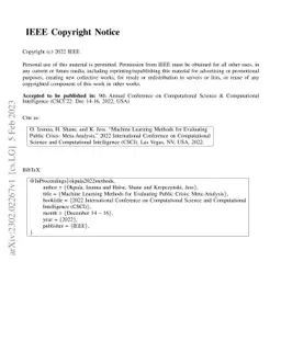 Machine Learning Methods for Evaluating Public Crisis: Meta-Analysis