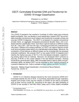 CECT: Controllable Ensemble CNN and Transformer for COVID-19 Image
  Classification