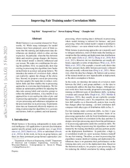 Improving Fair Training under Correlation Shifts