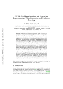 CIPER: Combining Invariant and Equivariant Representations Using
  Contrastive and Predictive Learning