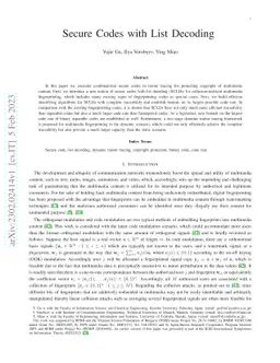 Secure Codes with List Decoding