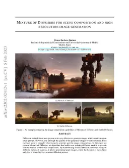 Mixture of Diffusers for scene composition and high resolution image
  generation