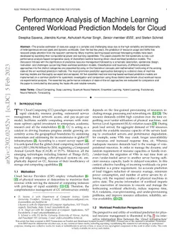 Performance Analysis of Machine Learning Centered Workload Prediction
  Models for Cloud