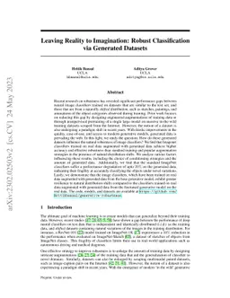 Leaving Reality to Imagination: Robust Classification via Generated
  Datasets