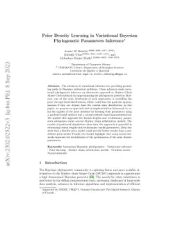 Prior Density Learning in Variational Bayesian Phylogenetic Parameters
  Inference