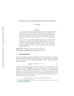 Learning Trees of $\ell_0$-Minimization Problems