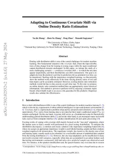 Adapting to Continuous Covariate Shift via Online Density Ratio
  Estimation