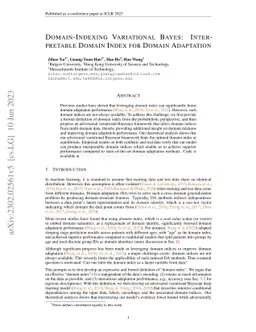 Domain-Indexing Variational Bayes: Interpretable Domain Index for Domain
  Adaptation
