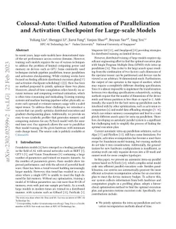 Colossal-Auto: Unified Automation of Parallelization and Activation
  Checkpoint for Large-scale Models