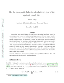 On the asymptotic behavior of a finite section of the optimal causal
  filter