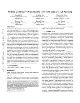 Hybrid Contrastive Constraints for Multi-Scenario Ad Ranking