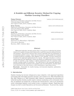 A Scalable and Efficient Iterative Method for Copying Machine Learning
  Classifiers