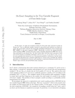 On Exact Sampling in the Two-Variable Fragment of First-Order Logic