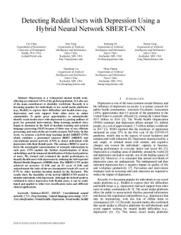 Detecting Reddit Users with Depression Using a Hybrid Neural Network
  SBERT-CNN