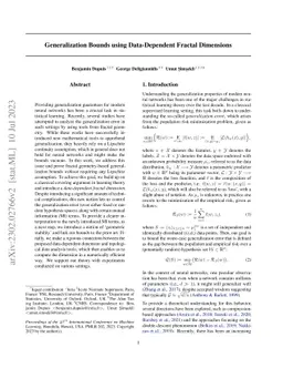 Generalization Bounds with Data-dependent Fractal Dimensions