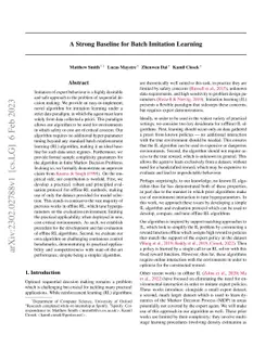 A Strong Baseline for Batch Imitation Learning