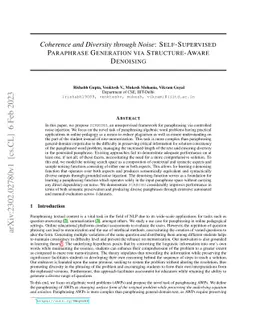 Coherence and Diversity through Noise: Self-Supervised Paraphrase
  Generation via Structure-Aware Denoising