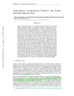 Variational Information Pursuit for Interpretable Predictions
