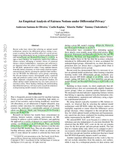 An Empirical Analysis of Fairness Notions under Differential Privacy