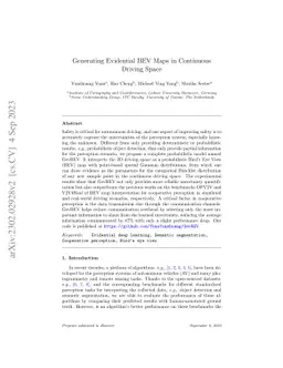 Generating Evidential BEV Maps in Continuous Driving Space