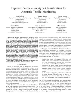 Improved Vehicle Sub-type Classification for Acoustic Traffic Monitoring