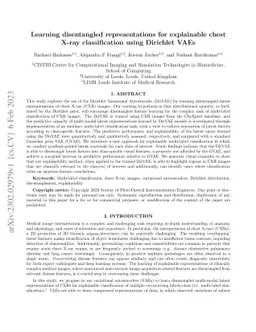 Learning disentangled representations for explainable chest X-ray
  classification using Dirichlet VAEs