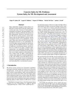 Concrete Safety for ML Problems: System Safety for ML Development and
  Assessment