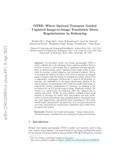 OTRE: Where Optimal Transport Guided Unpaired Image-to-Image Translation
  Meets Regularization by Enhancing