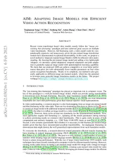 AIM: Adapting Image Models for Efficient Video Action Recognition