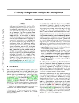 Evaluating Self-Supervised Learning via Risk Decomposition