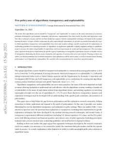 Five policy uses of algorithmic transparency and explainability