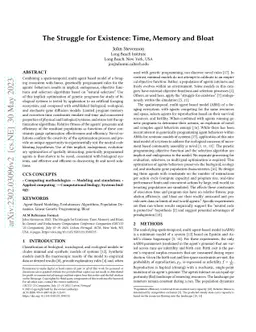 The Struggle for Existence: Time, Memory and Bloat