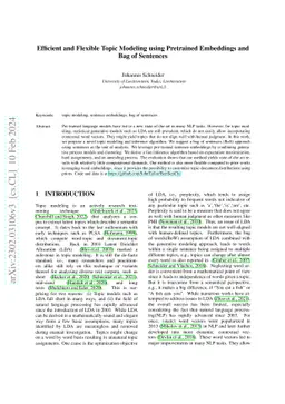 Efficient and Flexible Topic Modeling using Pretrained Embeddings and
  Bag of Sentences