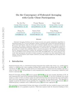 On the Convergence of Federated Averaging with Cyclic Client
  Participation