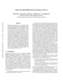State-wise Safe Reinforcement Learning: A Survey