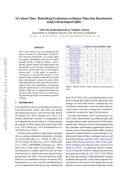 It's about Time: Rethinking Evaluation on Rumor Detection Benchmarks
  using Chronological Splits