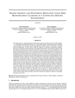 Traffic Shaping and Hysteresis Mitigation Using Deep Reinforcement
  Learning in a Connected Driving Environment