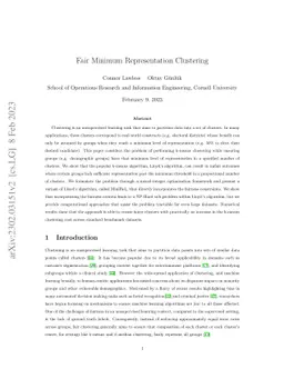 Fair Minimum Representation Clustering