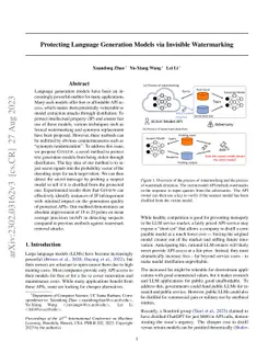 Protecting Language Generation Models via Invisible Watermarking